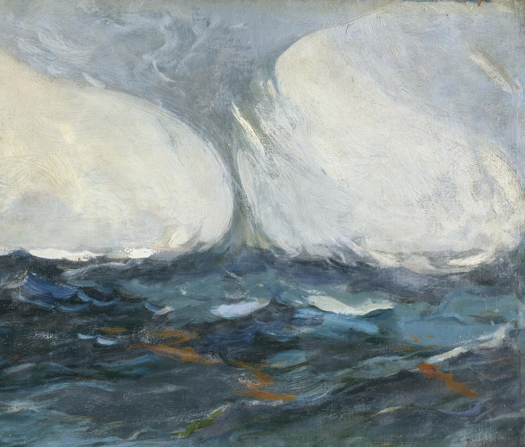 Waterspout on the horizon detail from The Gulf Stream by Winslow Homer